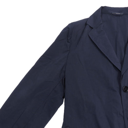 Hermes Nylon Stretch Tailored Jacket Black Leather No Vent 52 Navy