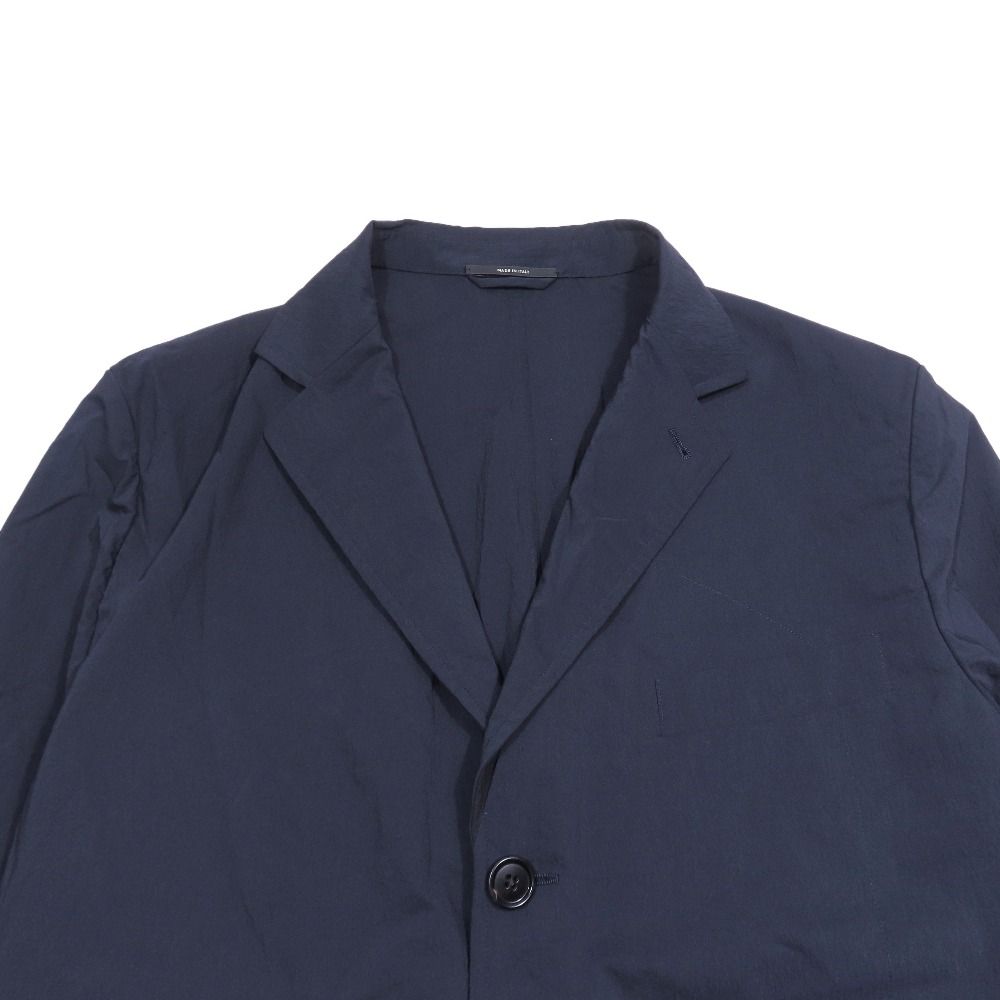 Hermes Nylon Stretch Tailored Jacket Black Leather No Vent 52 Navy