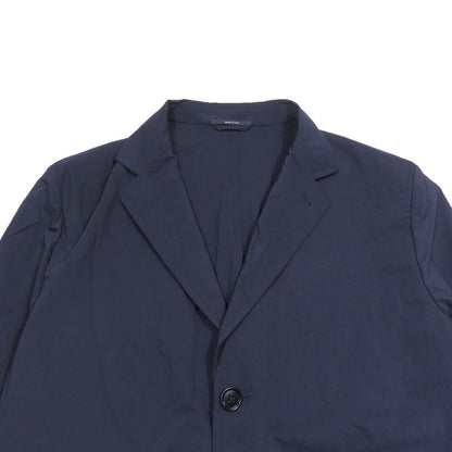 Hermes Nylon Stretch Tailored Jacket Black Leather No Vent 52 Navy