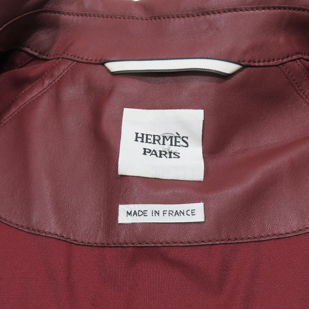 Hermes Nylon Lambskin Trim Stainless Steel Coat Long Jacket Medall Studded Belt