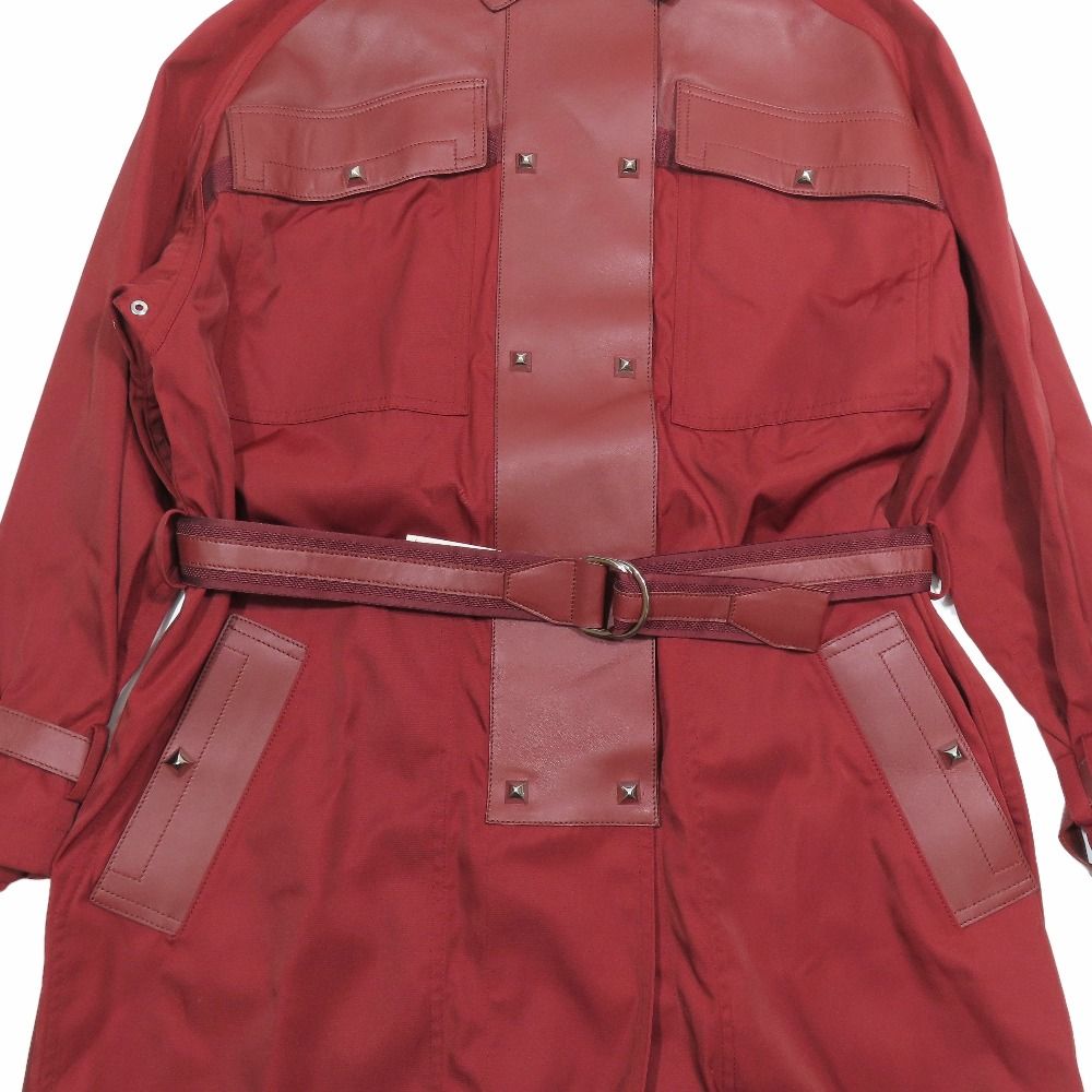 Hermes Nylon Lambskin Trim Stainless Steel Coat Long Jacket Medall Studded Belt