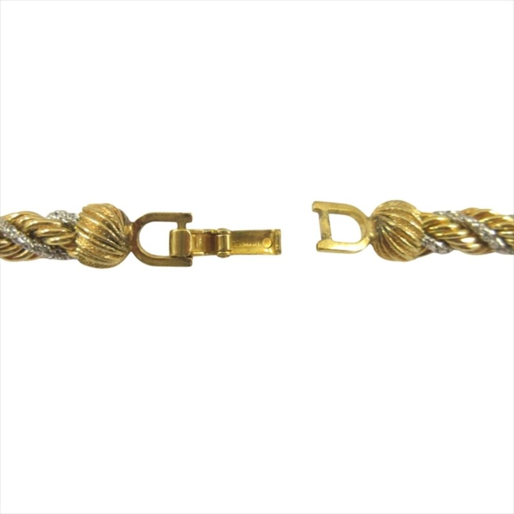 Dior Twist Chain Necklace Vintage 60 cm Gold Silver
