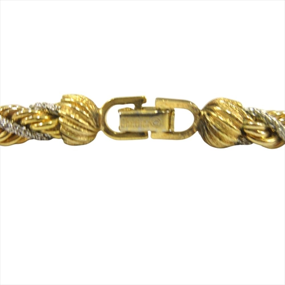 Dior Twist Chain Necklace Vintage 60 cm Gold Silver