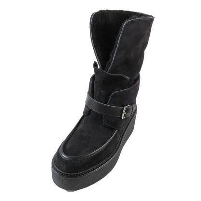 Hermes Vovelore Shearling Boots Platform 2-Way Shoes 36 Black