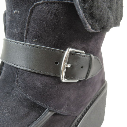 Hermes Vovelore Shearling Boots Platform 2-Way Shoes 36 Black