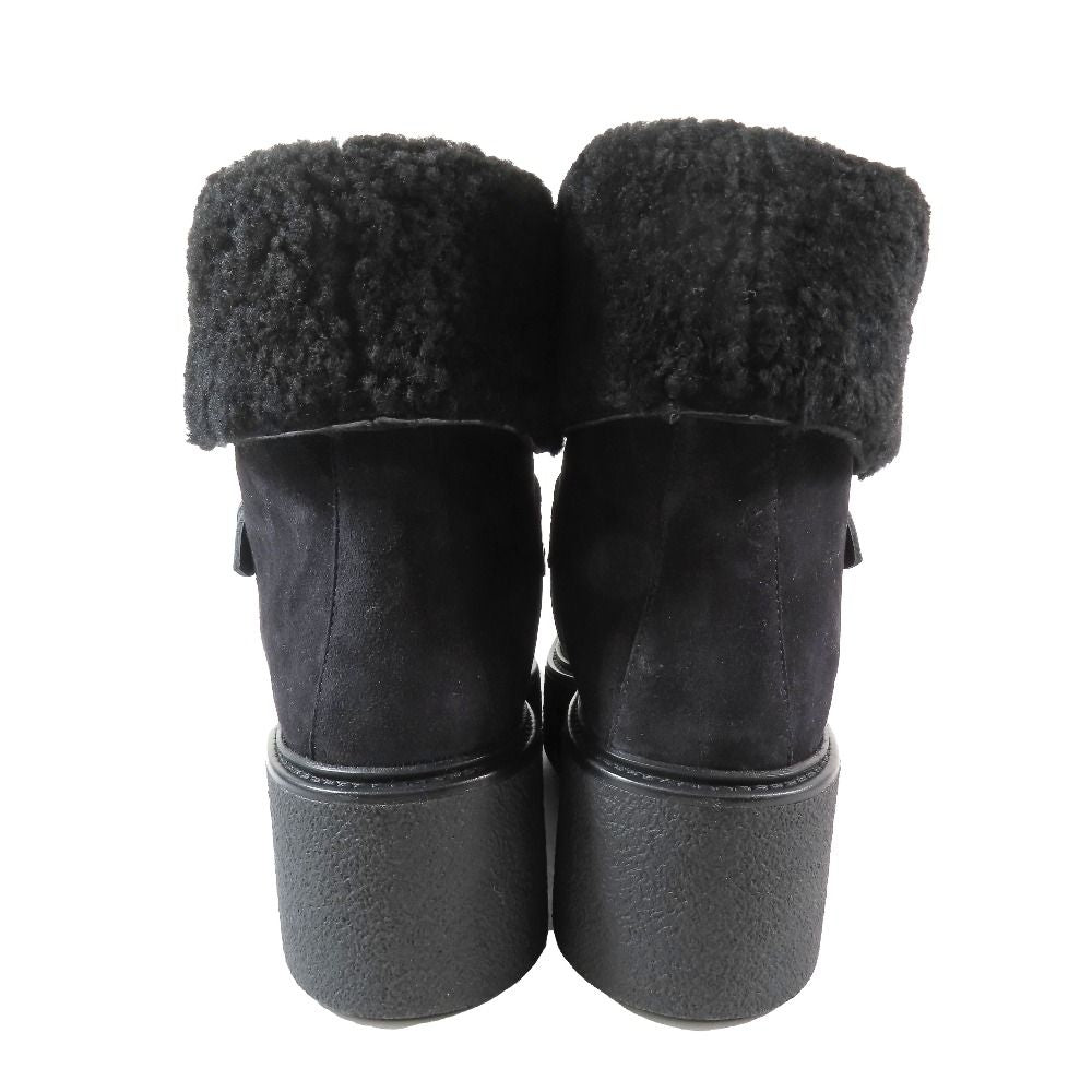 Hermes Vovelore Shearling Boots Platform 2-Way Shoes 36 Black