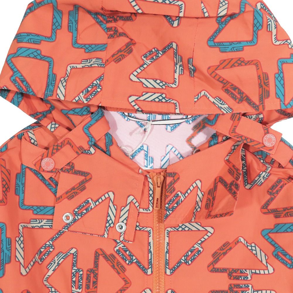 Hermes Tatersales Long Beach Windbreaker Long Coat All Pattern 34 Orange