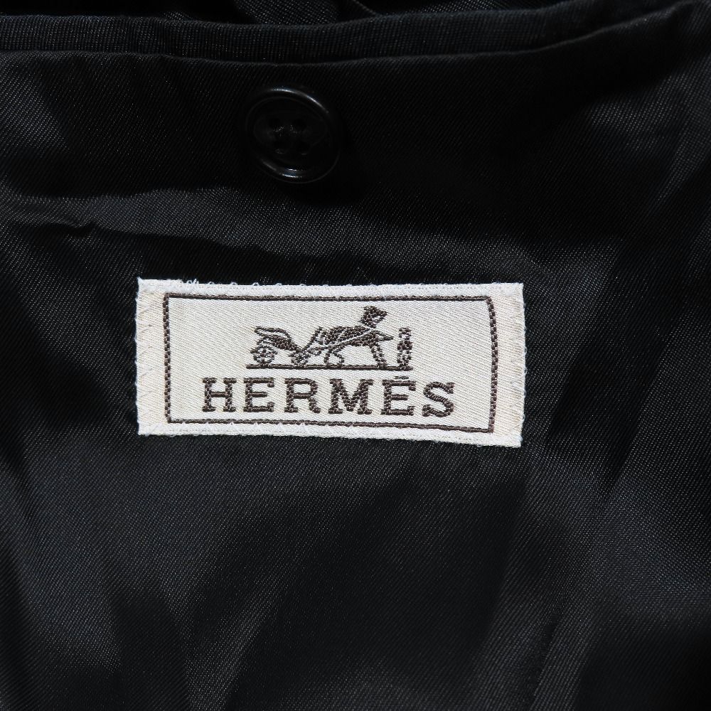 Hermes Plaid Nylon Blend Wool Jacket Black Fully Lined Suit 46 Green