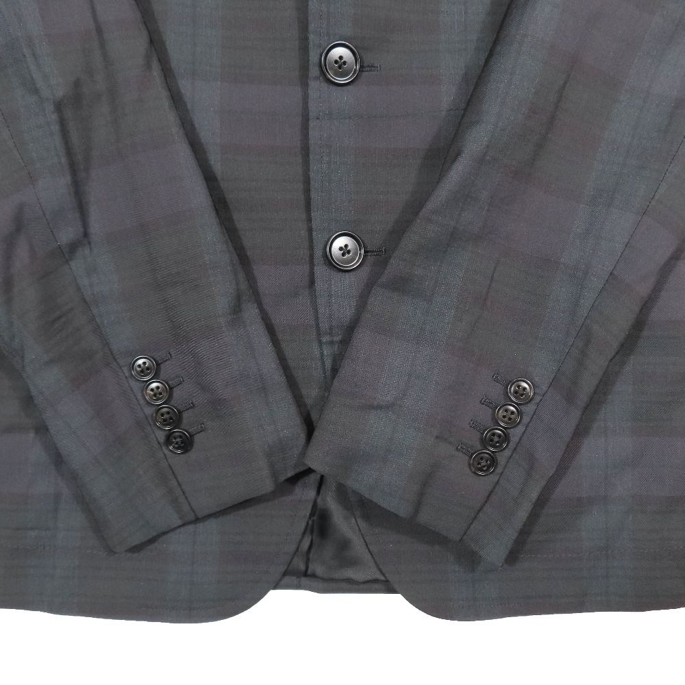 Hermes Plaid Nylon Blend Wool Jacket Black Fully Lined Suit 46 Green