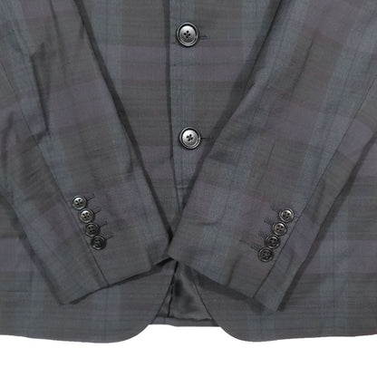 Hermes Plaid Nylon Blend Wool Jacket Black Fully Lined Suit 46 Green