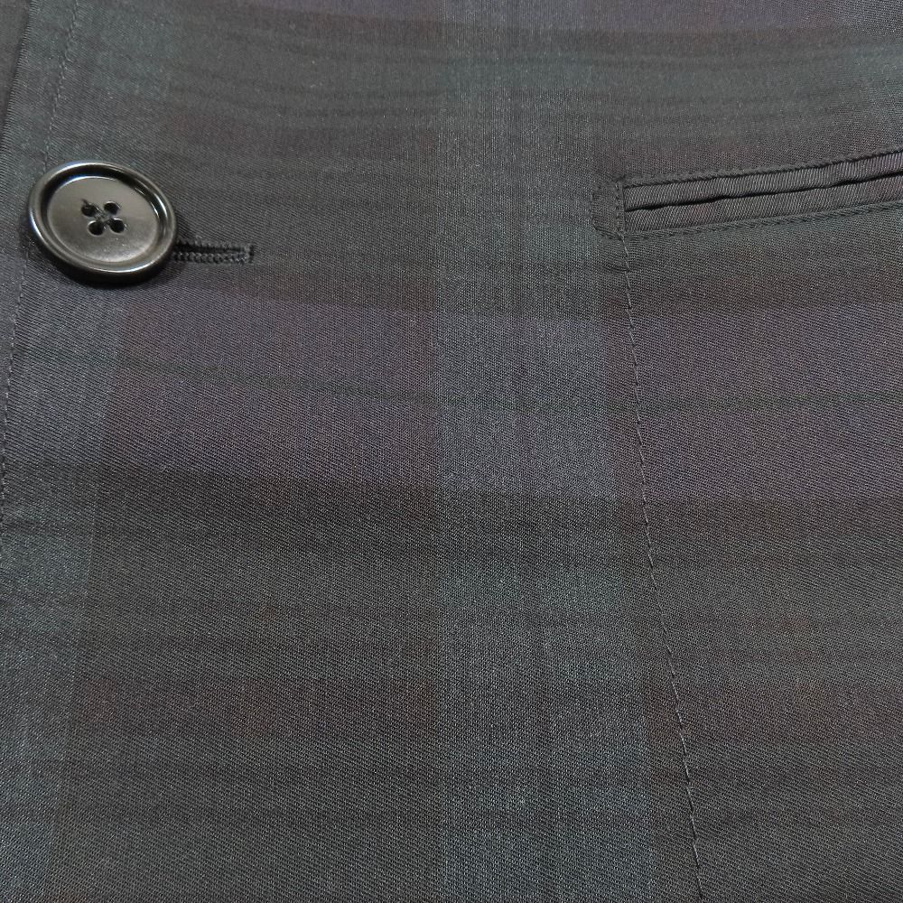 Hermes Plaid Nylon Blend Wool Jacket Black Fully Lined Suit 46 Green