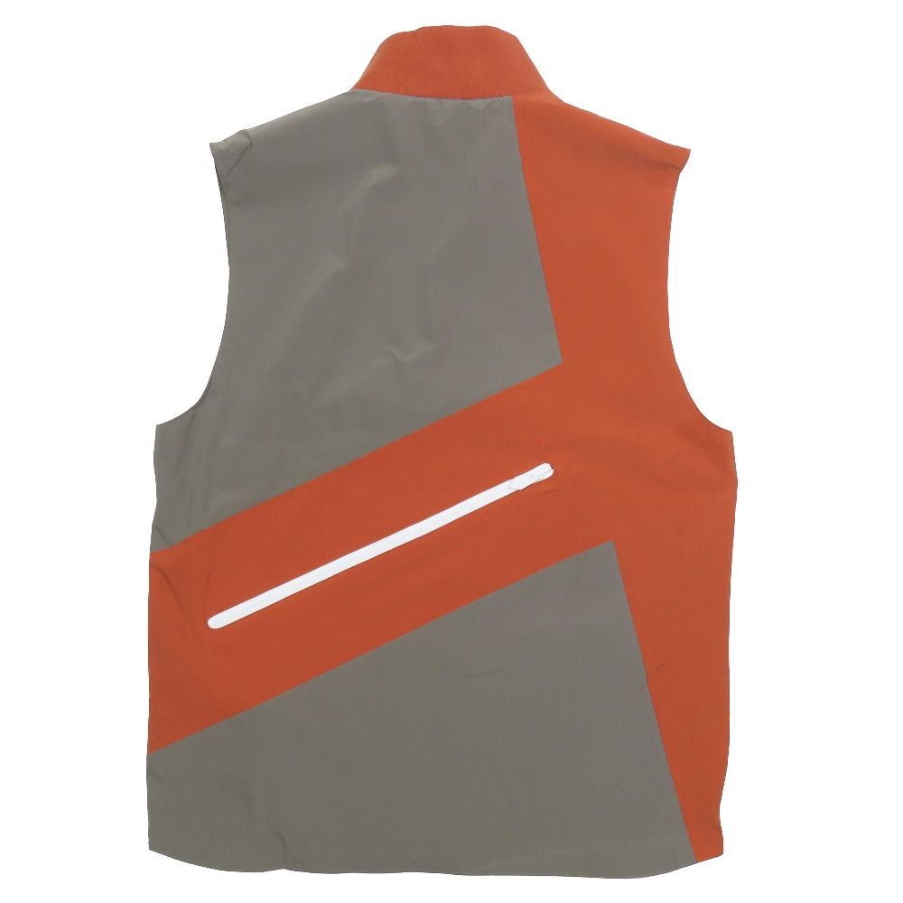 Hermes Logo Bicolor Nylon Vest Sleeveless Jacket Double Zip Gilet 50 Orange Gray