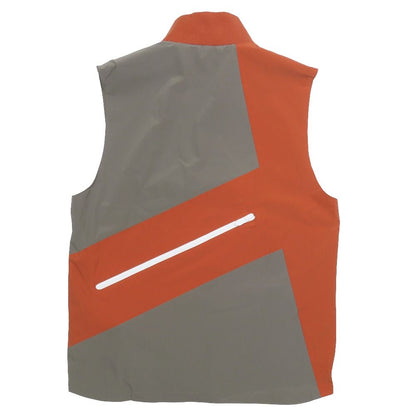 Hermes Logo Bicolor Nylon Vest Sleeveless Jacket Double Zip Gilet 50 Orange Gray