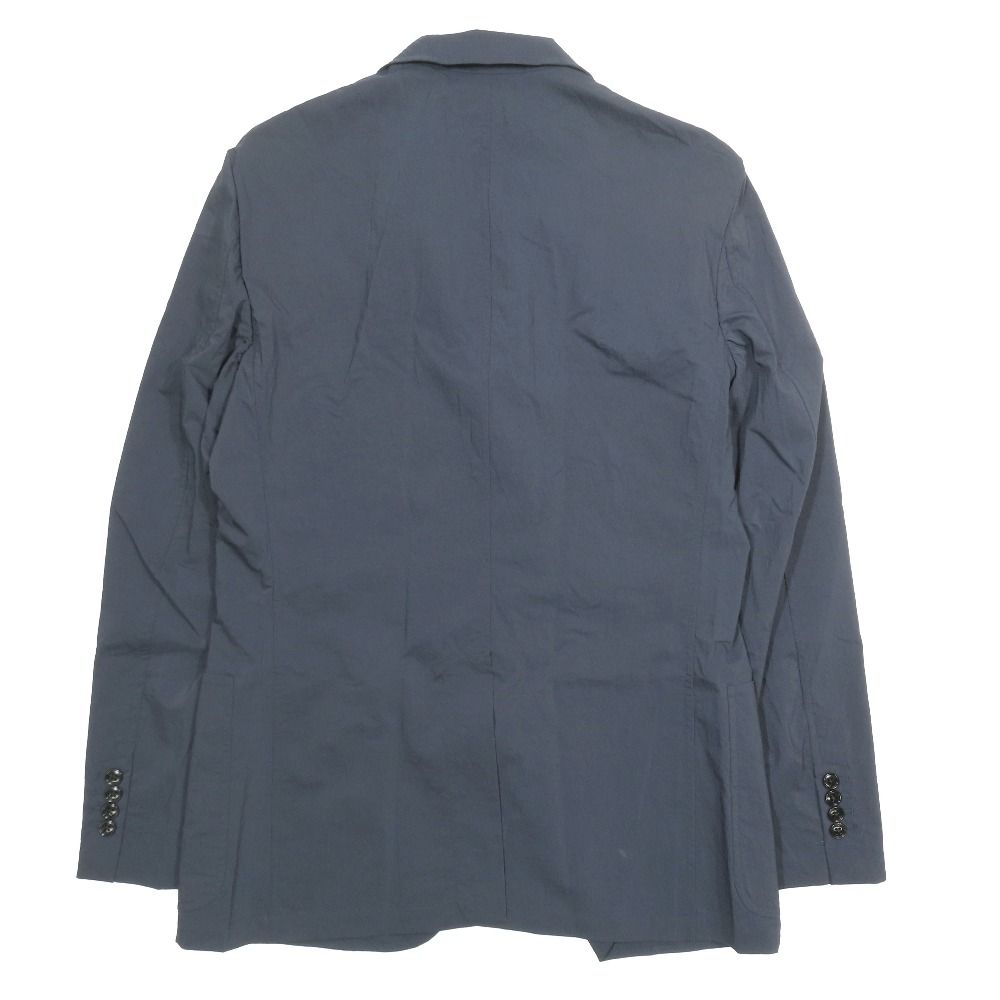 Hermes Nylon Stretch Terre Jacket Blue Leather Long Sleeve 50 Navy