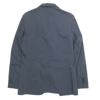 Hermes Nylon Stretch Terre Jacket Blue Leather Long Sleeve 50 Navy