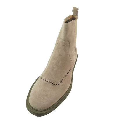 Hermes Suede Vovelore Leather Side Gore Boots Chelsea Short Shoes 44 Beige