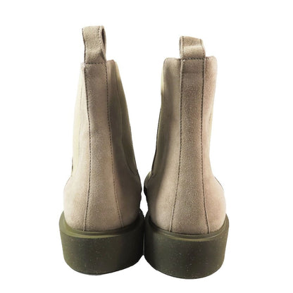 Hermes Suede Vovelore Leather Side Gore Boots Chelsea Short Shoes 44 Beige