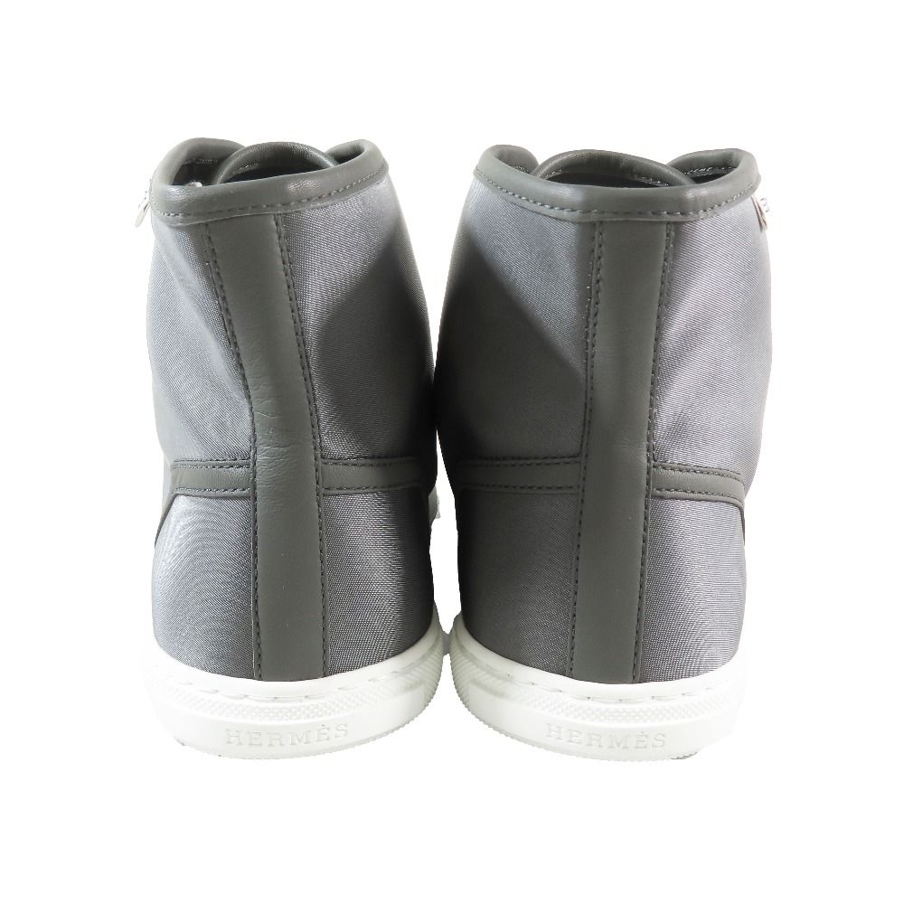 Hermes Express Nylon High Cut Sneakers Shoes Logo 40.5 Gray