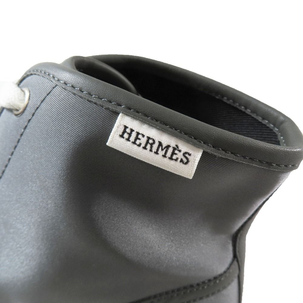 Hermes Express Nylon High Cut Sneakers Shoes Logo 40.5 Gray