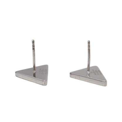 Prada Triangle Logo Stud Earrings Plate Black