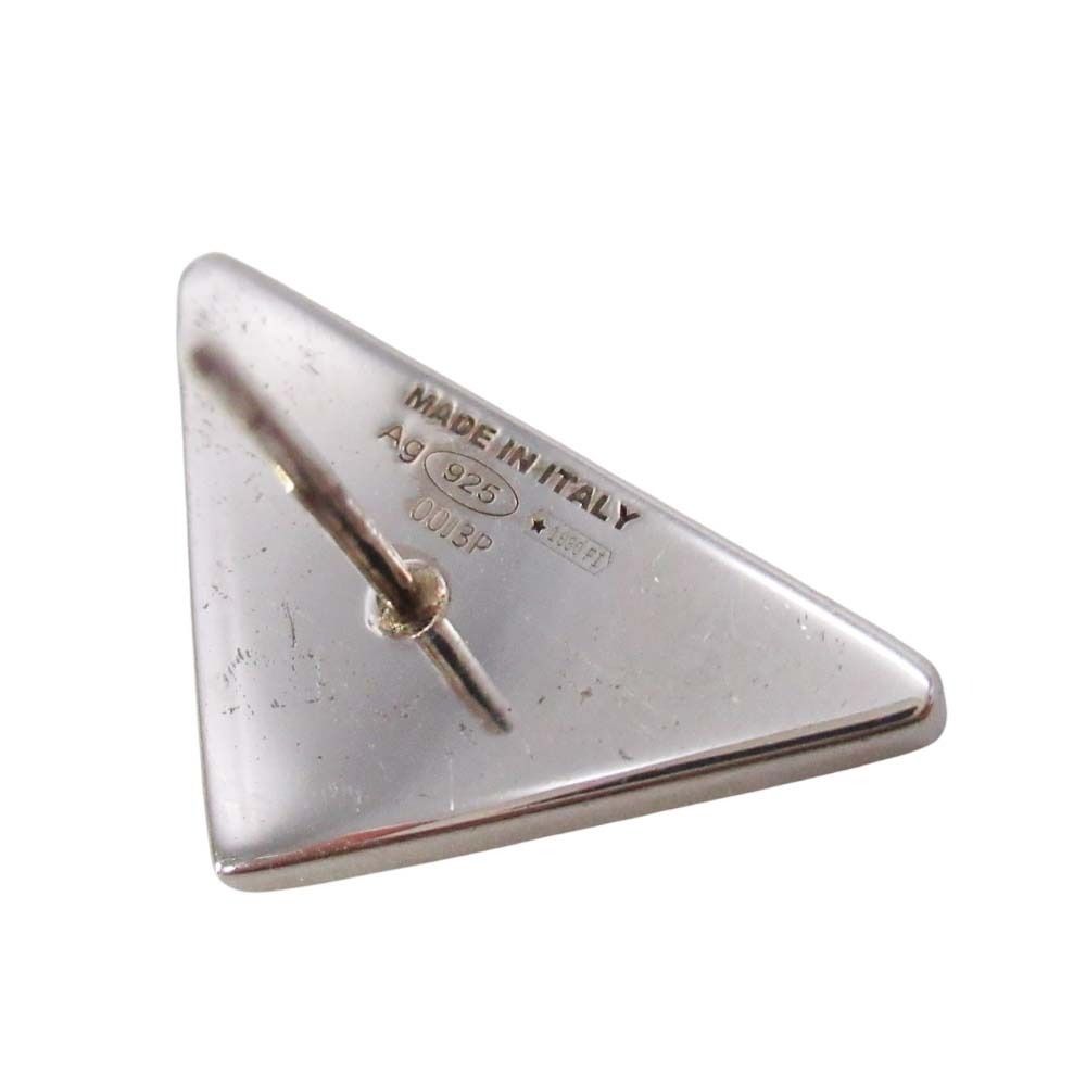 Prada Triangle Logo Stud Earrings Plate Black