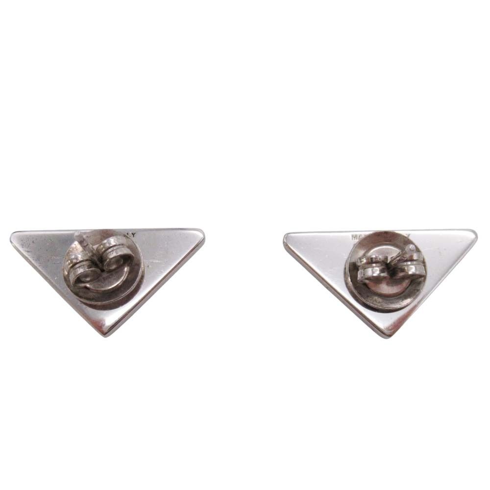 Prada Triangle Logo Stud Earrings Plate Yellow