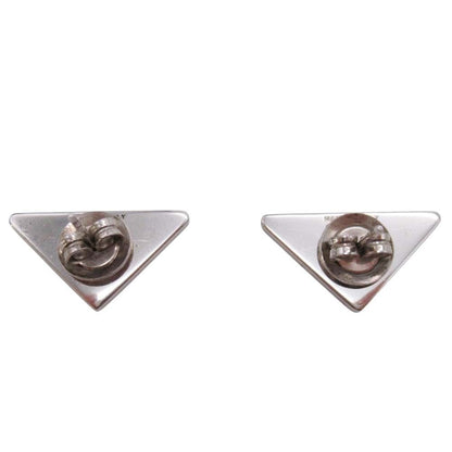 Prada Triangle Logo Stud Earrings Plate Yellow