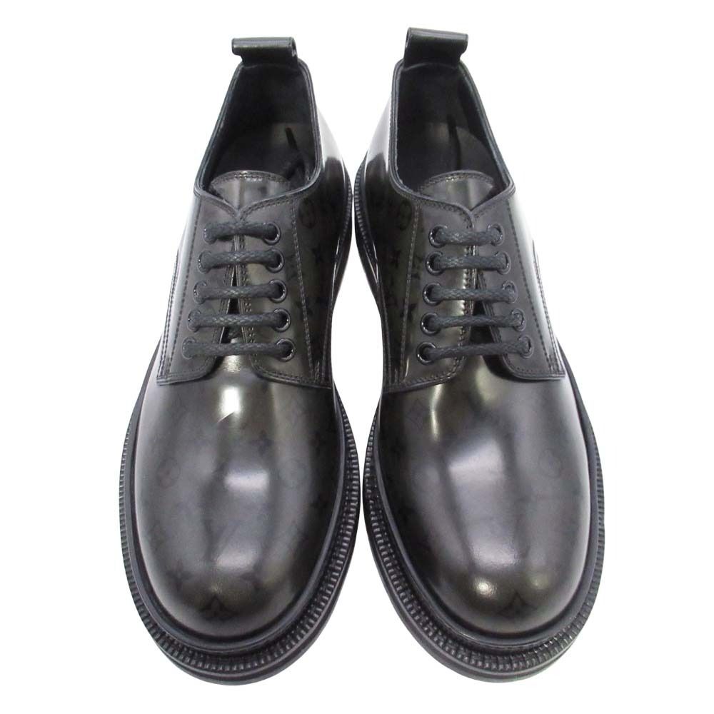 Louis Vuitton Monogram Davis Shoes Thick Sole Platform Lace Up Leather