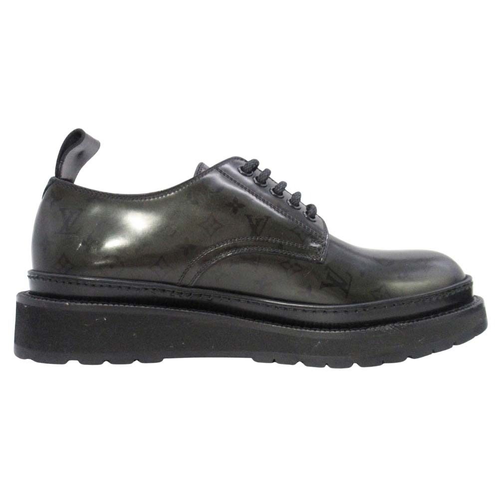 Louis Vuitton Monogram Davis Shoes Thick Sole Platform Lace Up Leather