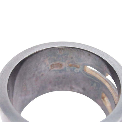 Gucci Black Coating Wide Ring 925 Cutout Logo Silver
