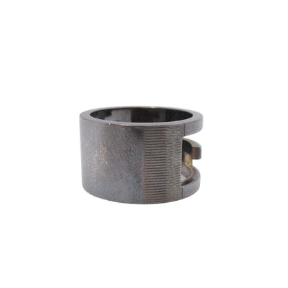 Gucci Black Coating Wide Ring 925 Cutout Logo Silver
