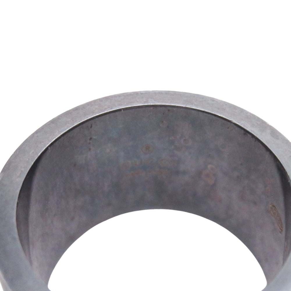 Gucci Black Coating Wide Ring 925 Cutout Logo Silver