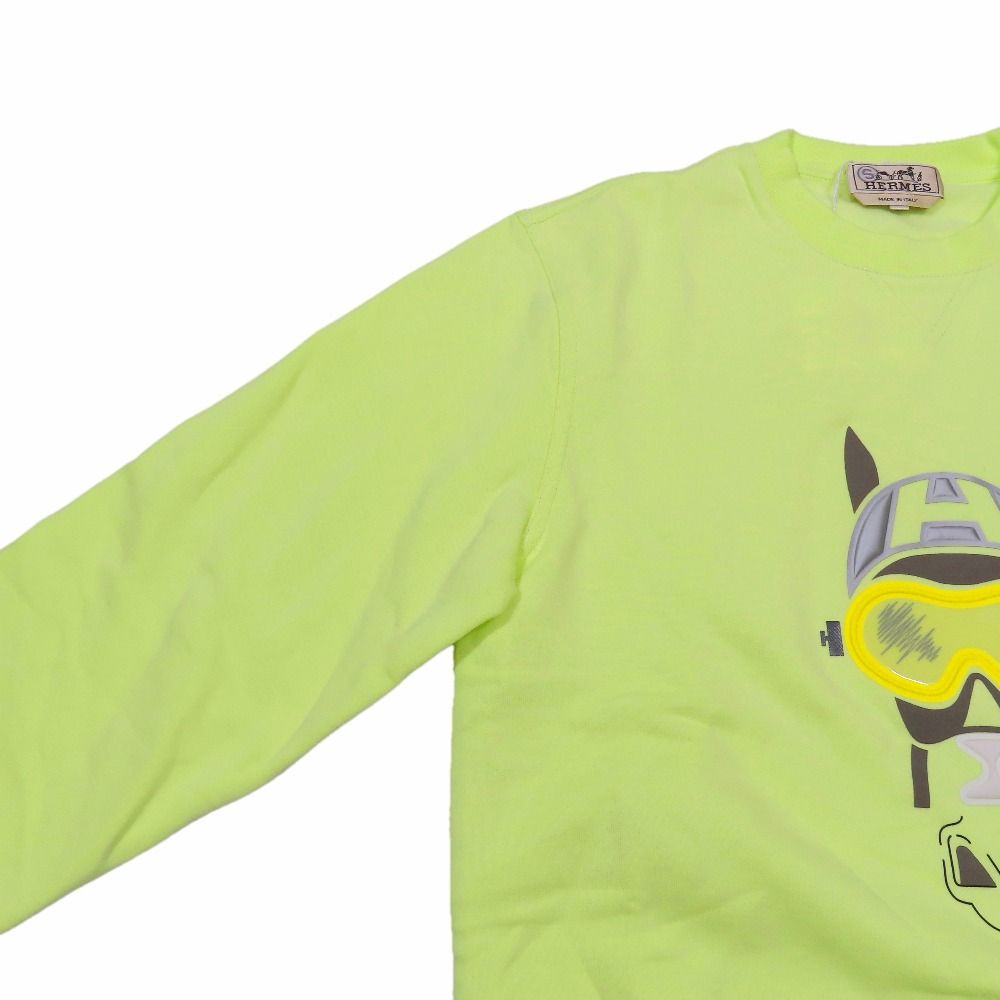 Hermes Scub'h Sweatshirt Pullover Top Brushed Lining XS Neon Yellow