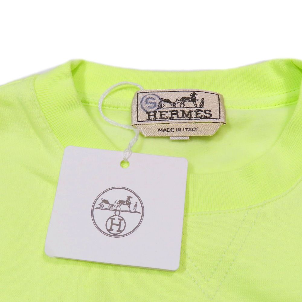 Hermes Scub'h Sweatshirt Pullover Top Brushed Lining XS Neon Yellow