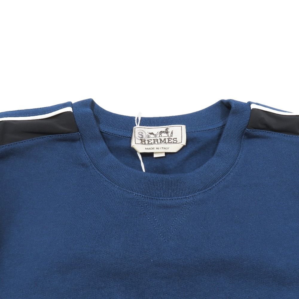 Hermes Run Sweatshirt Shirt Hline Brushed Lining Top Side Line Trainers M Blue