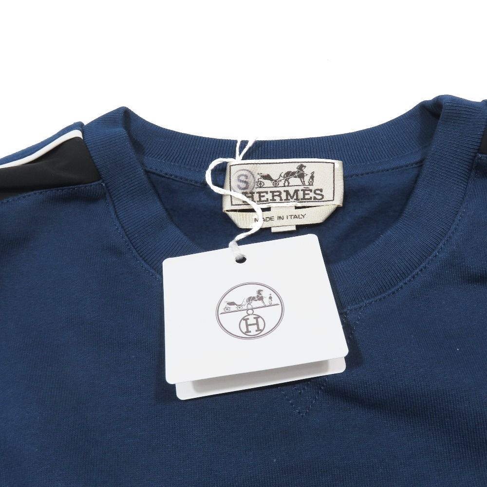 Hermes Run Sweatshirt Shirt Hline Brushed Lining Top Side Line Trainers M Blue