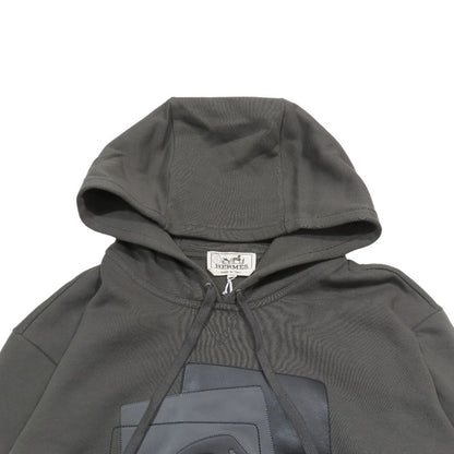 Hermes Etriers Decales Armor Detail Leather Patch Hoodie Sweatshirt Brushed