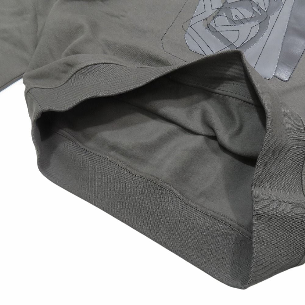 Hermes Etriers Decales Armor Detail Leather Patch Hoodie Sweatshirt Brushed