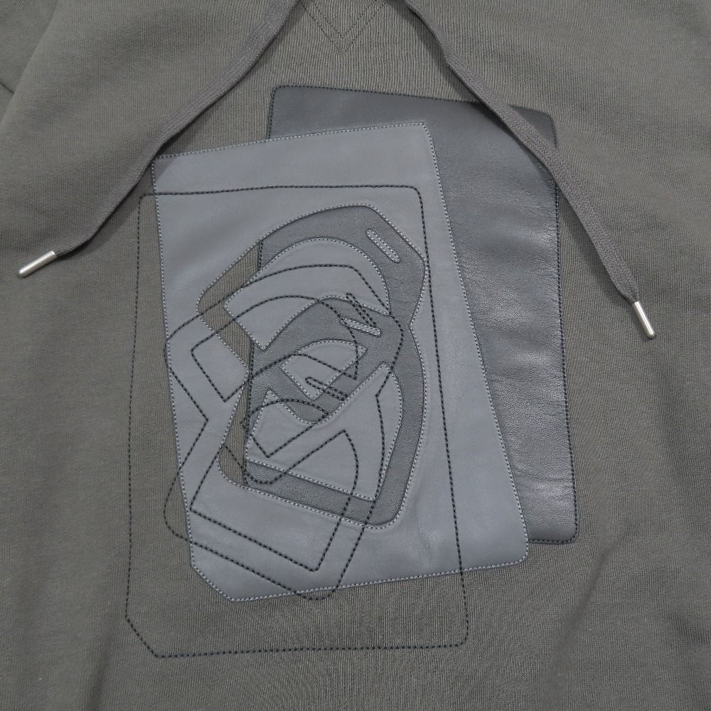 Hermes Etriers Decales Armor Detail Leather Patch Hoodie Sweatshirt Brushed