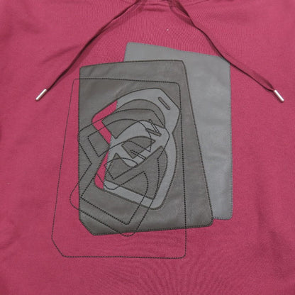 Hermes Etriers Decales Armor de Carre Leather Patch Hoodie Brushed Lining Wine