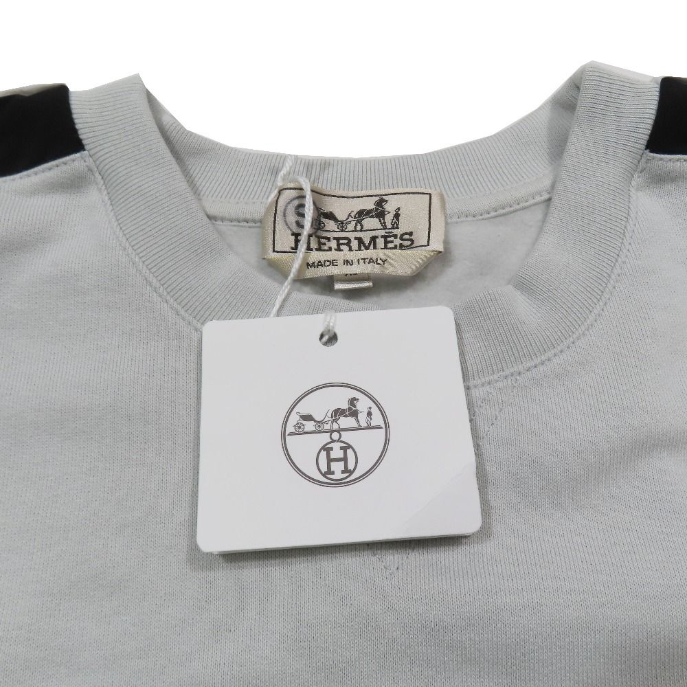 Hermes Run Sweatshirt Shirt Hline Brushed Lining Top Side Line XS Light Blue