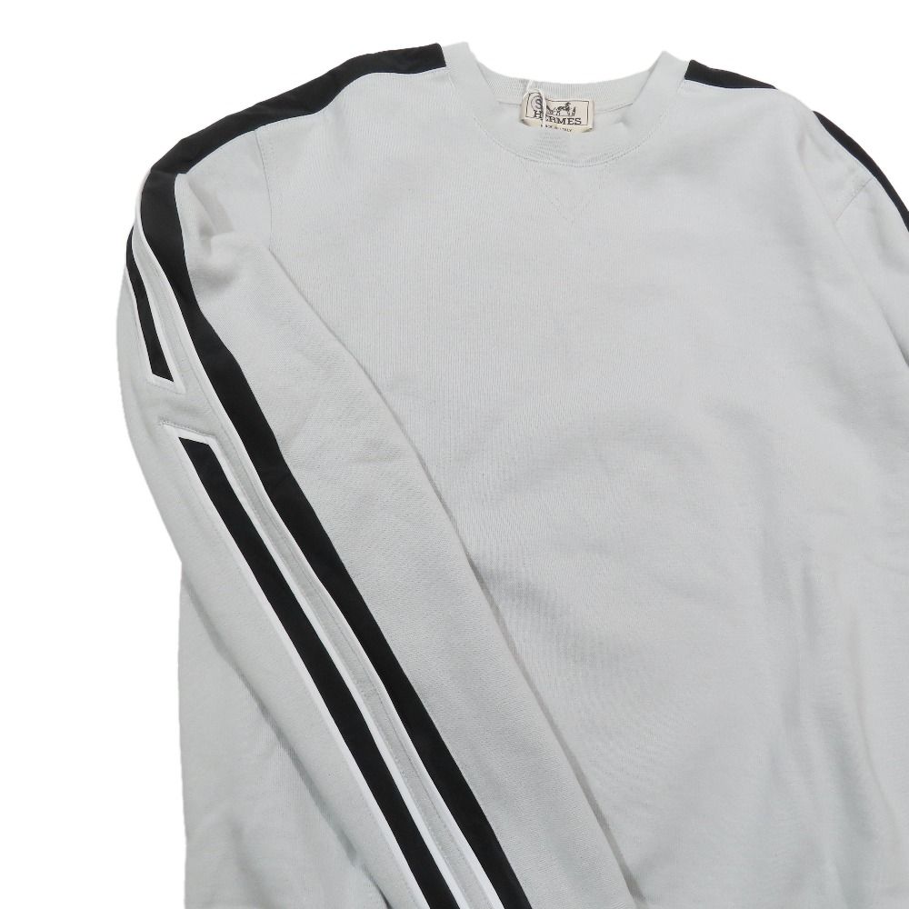 Hermes Run Sweatshirt Shirt Hline Brushed Lining Top Side Line XS Light Blue