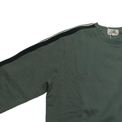 Hermes Run Sweatshirt Shirt Hline Brushed Lining Top Side Line XL Dark Green