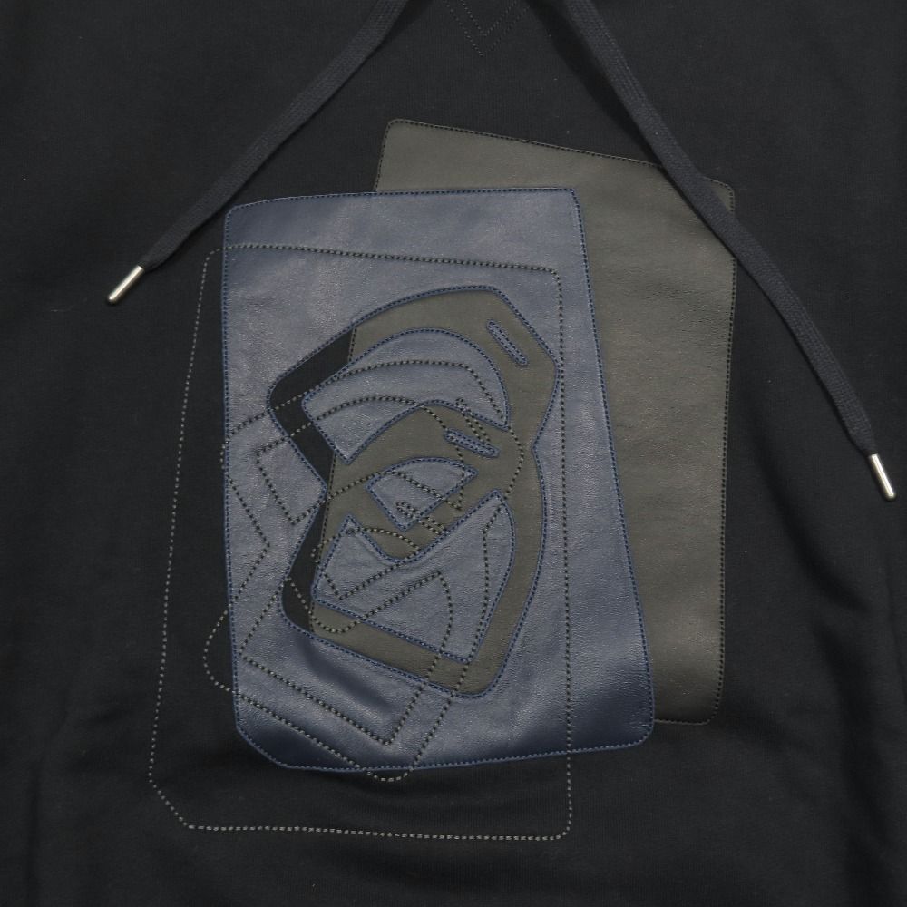 Hermes Etriers Decales Armor Detail Leather Patch Hoodie Sweatshirt Brushed