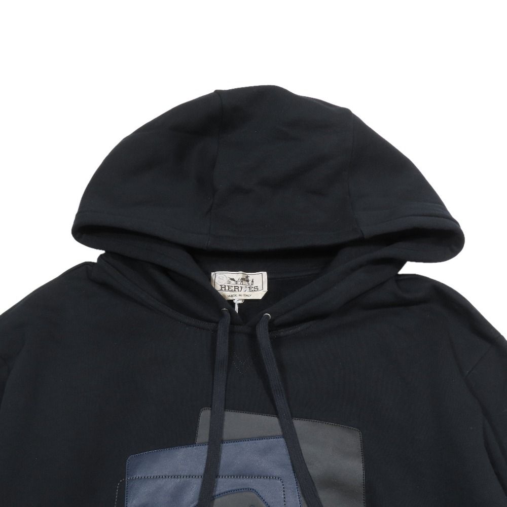 Hermes Etriers Decales Armor Detail Leather Patch Hoodie Sweatshirt Brushed