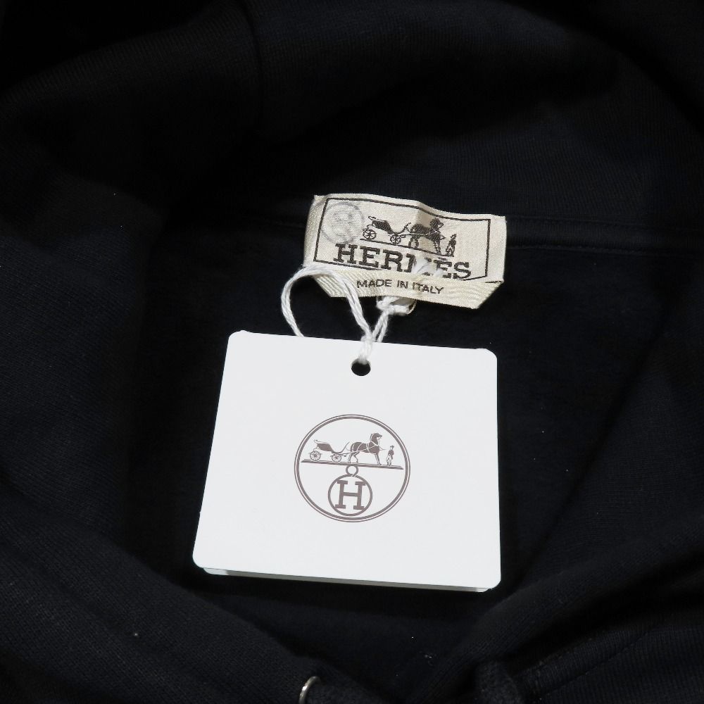 Hermes Etriers Decales Armor Detail Leather Patch Hoodie Sweatshirt Brushed