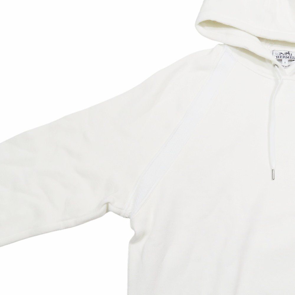 Hermes Switch Cotton Linen Hoodie Sweatshirt Pullover Brushed Lining S White