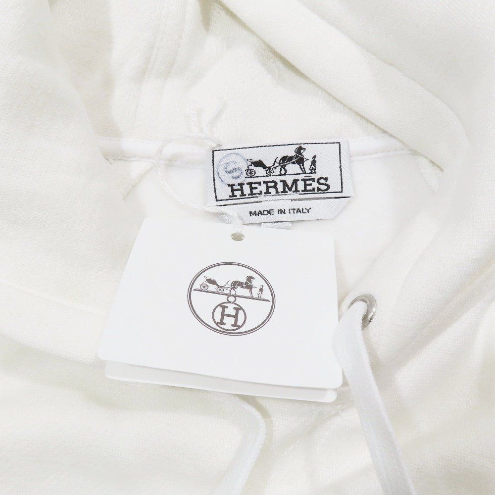 Hermes Switch Cotton Linen Hoodie Sweatshirt Pullover Brushed Lining S White