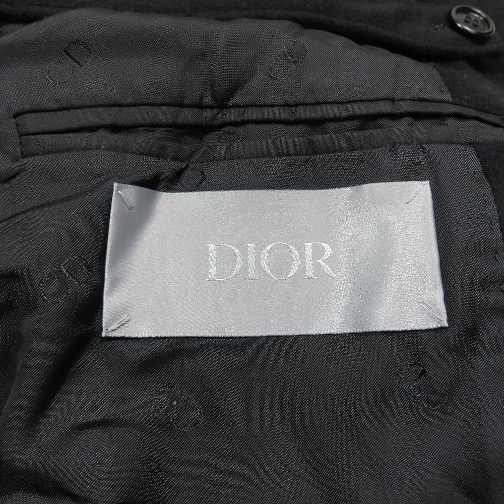 Dior Homme Fall Double Breasted Chesterfield Coat Logo Strap Long Cashmere 48