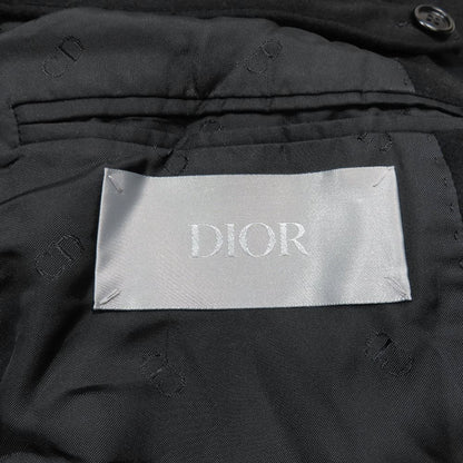 Dior Homme Fall Double Breasted Chesterfield Coat Logo Strap Long Cashmere 48